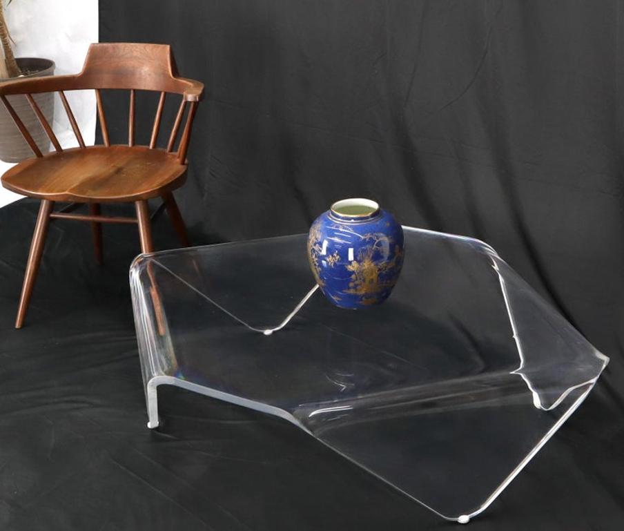 Thick One Piece of Bent Lucite Coffee Table