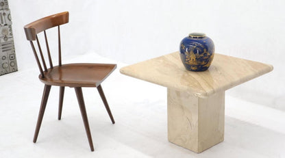 Pair of Marble or Travertine Square Side End Tables