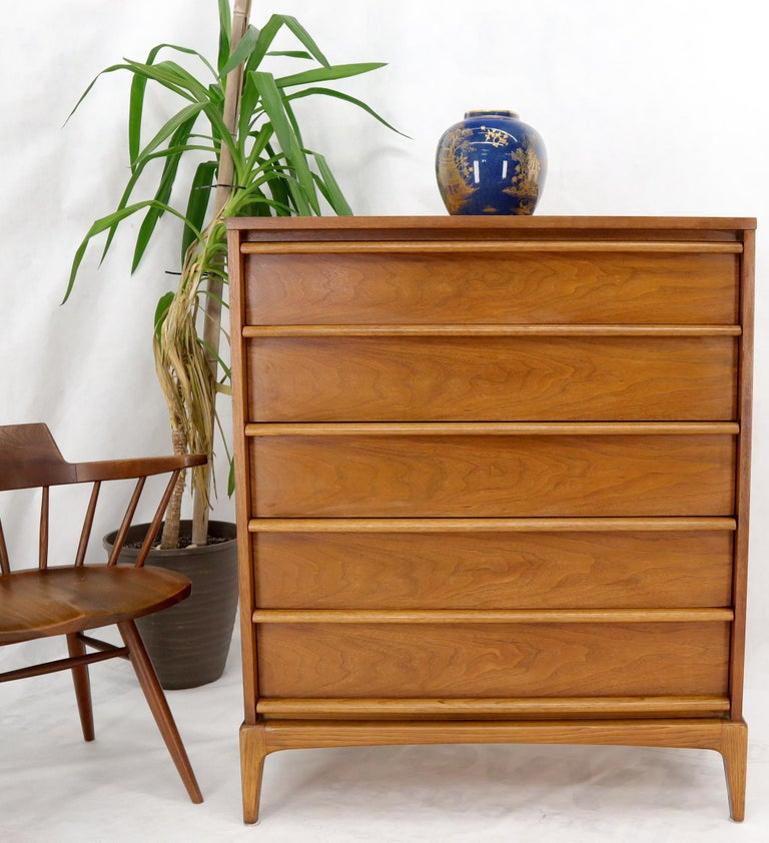 Super Clean Light American Walnut High Chest of Drawers