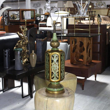Large Ornate Art Pottery Base Table Lamp