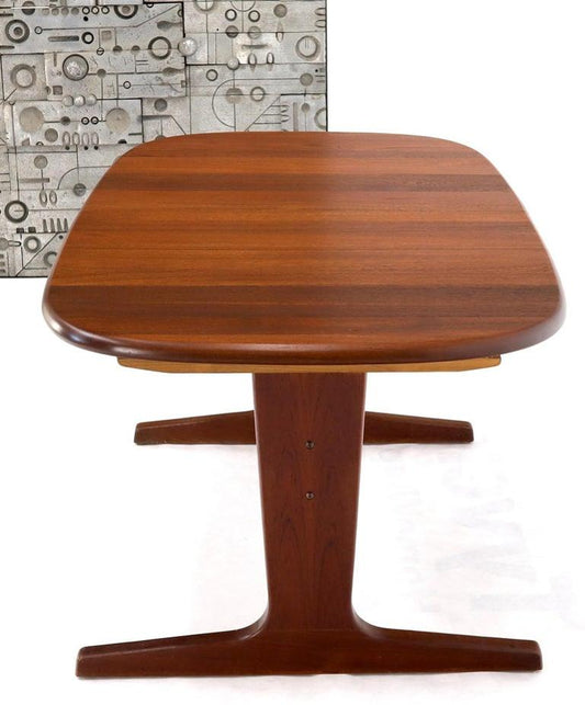 Compact Solid Teak Danish Mid-Century Modern Dining Table with Two Leaves