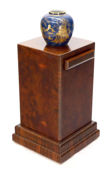 Art Deco Square Burl Walnut Pedestal