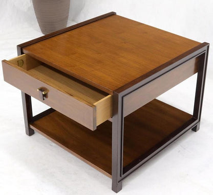 Dunbar Square Two Tier End Side Table Mid-Century Modern American Walnut