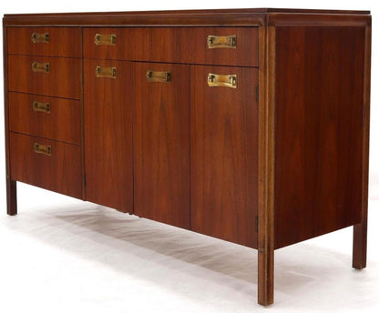 Mid-Century Modern Credenza Dresser Cabinet with Bifold Door and Five Drawers