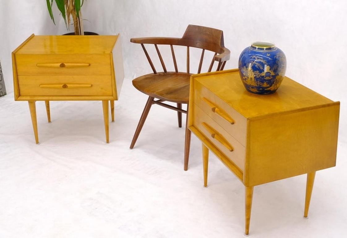 Pair of Honey Amber Lacquer Edmond Spence Two Drawer Nightstands End Tables