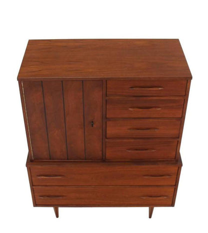 Mid-Century Modern Walnut High Chest Gentlemen's Chest