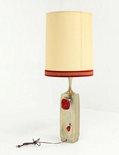 Mid-Century Modern Art Nouveau Revival Style Cast Metal Base Table Lamp MINT!