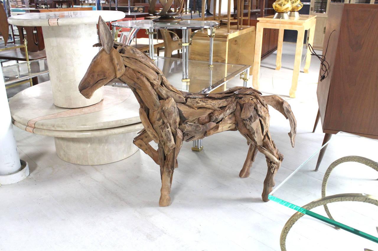 Large 36" Tall Reclaimed Wood Folk Art Sculpture of a Horse