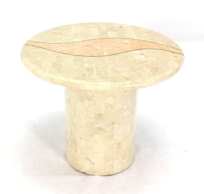 Mid Century Modern Tessellated Stone Veneer End Side Lamp Table Pedestal Stand