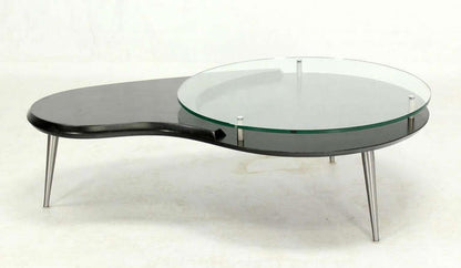 Mid-Century Modern Organic Kidney Shape Elevated Glass Top Coffee Table MINT!