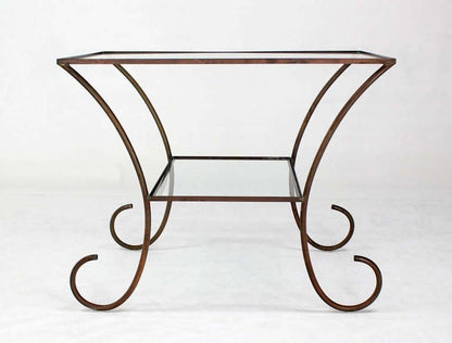 Large Deco Style Solid Brass Serving Console Hall Table circa 1930s Nice Patina