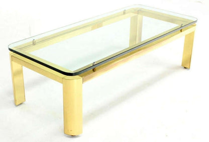 Pace Collection Floating 3/4" Glass Top Brass Base Coffee Table Mid Century