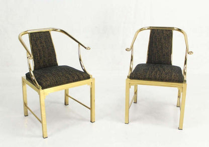 Pair of Decorative Forged Solid Brass Barrel Back Chairs by Mastercraft MINT!