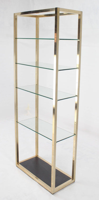 Mid Century Modern Glass & Metal Compact Tall Etagere Shelves