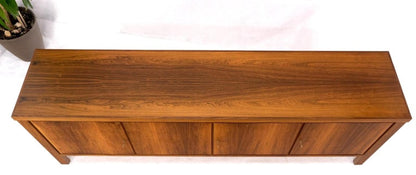 Long Rosewood Danish Mid-Century Modern 4 Doors Drawers Credenza Finished Back