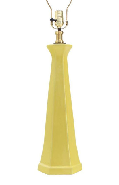 Hexagon Vase Shape Yellow Glaze Pottery Table Lamp
