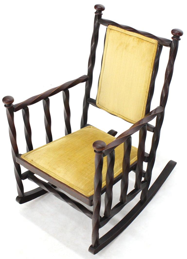 Arts & Crafts Rocking Chair of "Twisted" Wood Frame