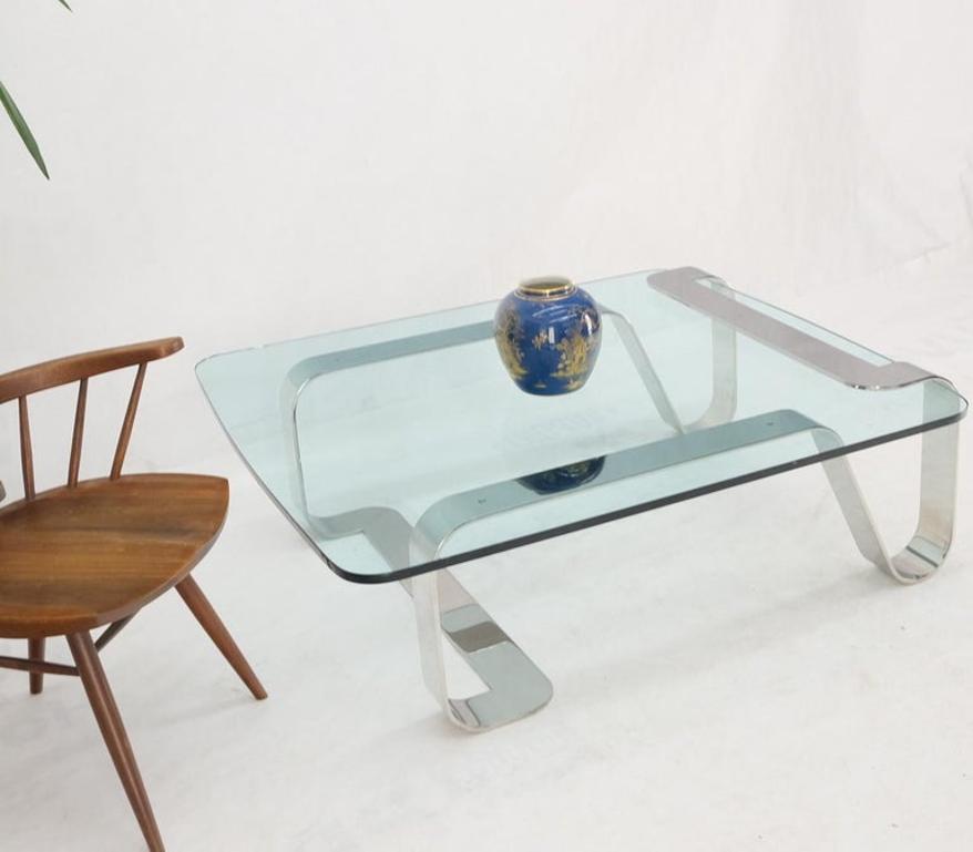 Bent Polished Stainless Glass Top Gary Gutterman "Odyssey" Coffee Table