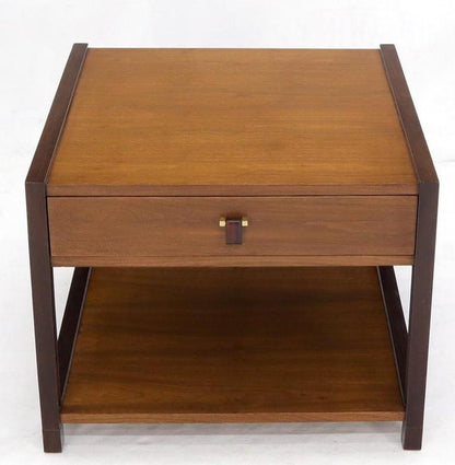 Dunbar Square Two Tier End Side Table Mid-Century Modern American Walnut