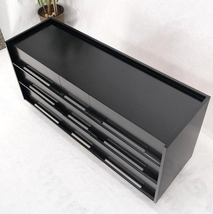 Black Lacquer Ebonized Pieced Wood Pulls Gallery Top 9 Drawers Dresser Credenza