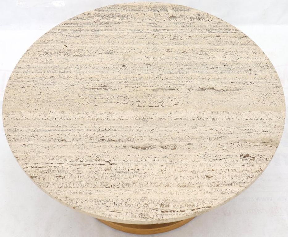 travertine Top Horn Like Pillars Tripod Base Round Coffee Table