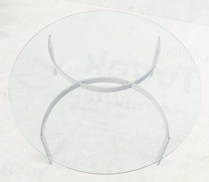 Round Glass Top Crome Interlocking Half Circle Shape Figures Base Coffee Table