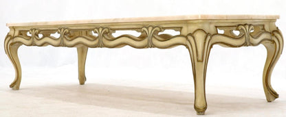 Marble to Pierced Carving Country French Provincial Coffee Table Cabriole Legs