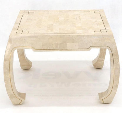 Tessellated Stone Veneer Brass Inlay Square Occasional Coffee Side Table