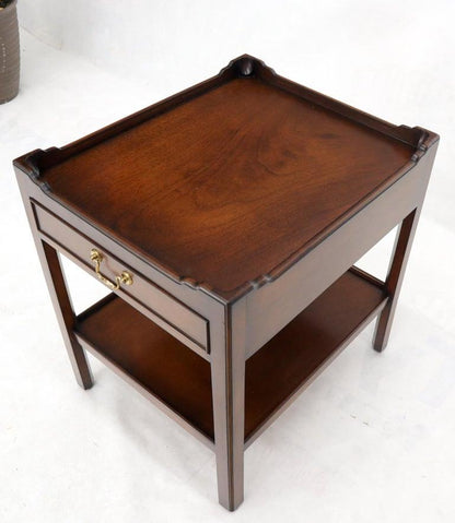 Southampton Mahogany Gallery Top Brass Drop Pull One-Drawer End Table Stand