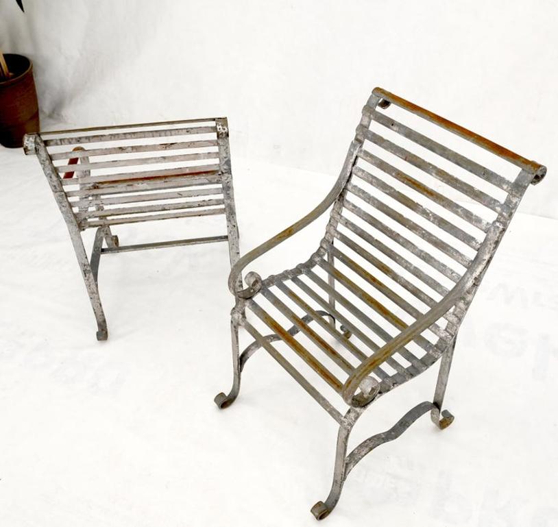 Heavy Antique Wrought Iron Outdoor Chairs His & Hers