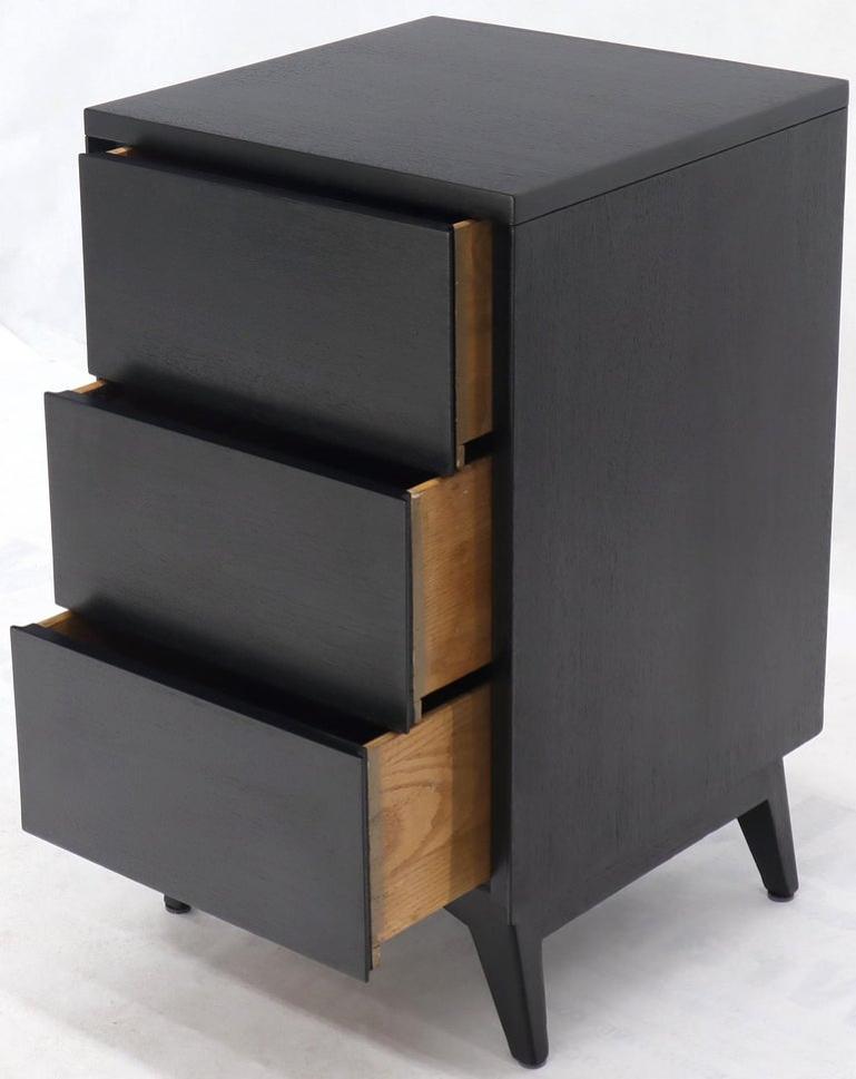 Pair of Ebonized Mahogany Three Drawers Narrow Chests End Side Tables