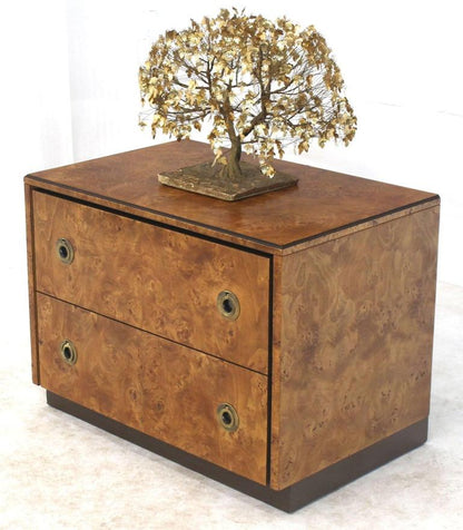 John Stuart Burl Wood Brass Round Pulls Two Drawers Stand