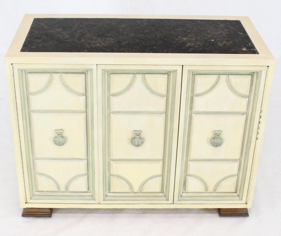 Marble Two Tone Finish Folding Doors Bachelor Chest Cabinet Dorothy Draper Style