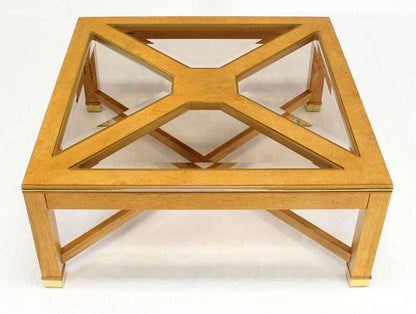 Contemporary Bird's-Eye Maple with a Square Glass Top Coffee Table