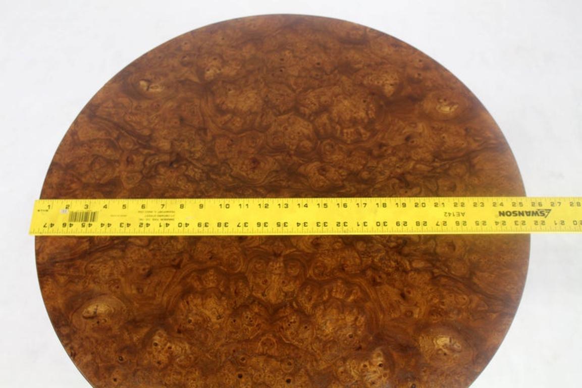 Round Brass Burl Wood Glass Top Center Dining Conference Table Henredon