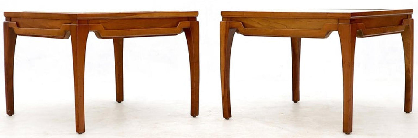 Pair of Square Small End Tables Stands with Marble Tops