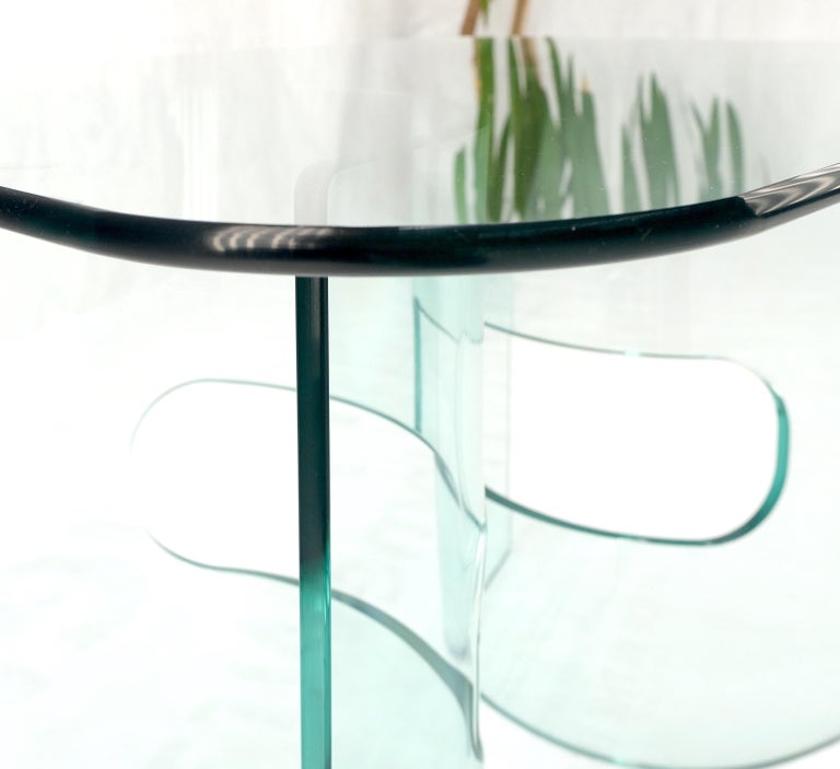 Mid Century Italian Modern Bend Glass C Shape Base Coffee Side Table