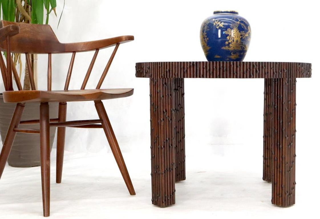 Mid-Century Modern Faux Bamboo Round Side Occasional Table