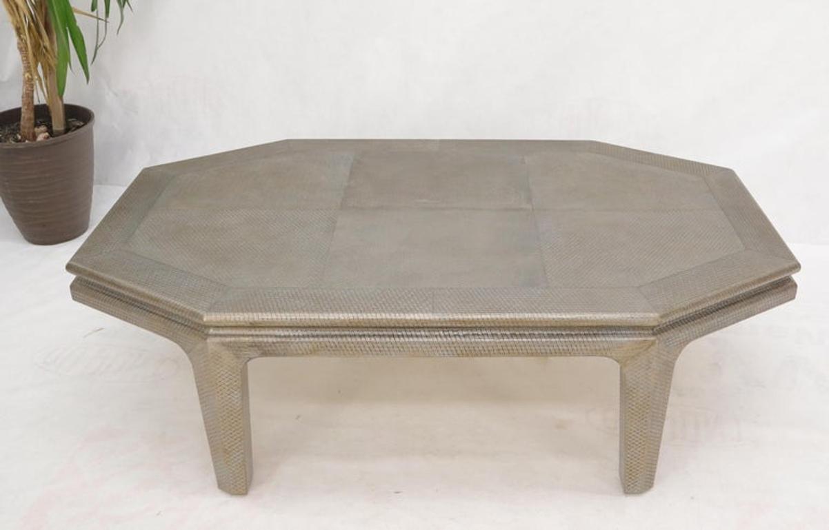 Embossed Leather Rapped Boat Shape Coffee Table