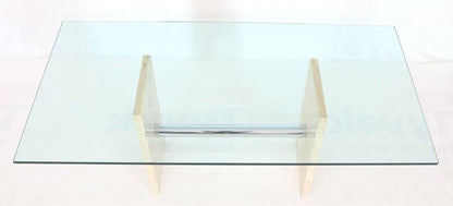 Glass Top Marble and Chrome Base Rectangular Dining Conference Table