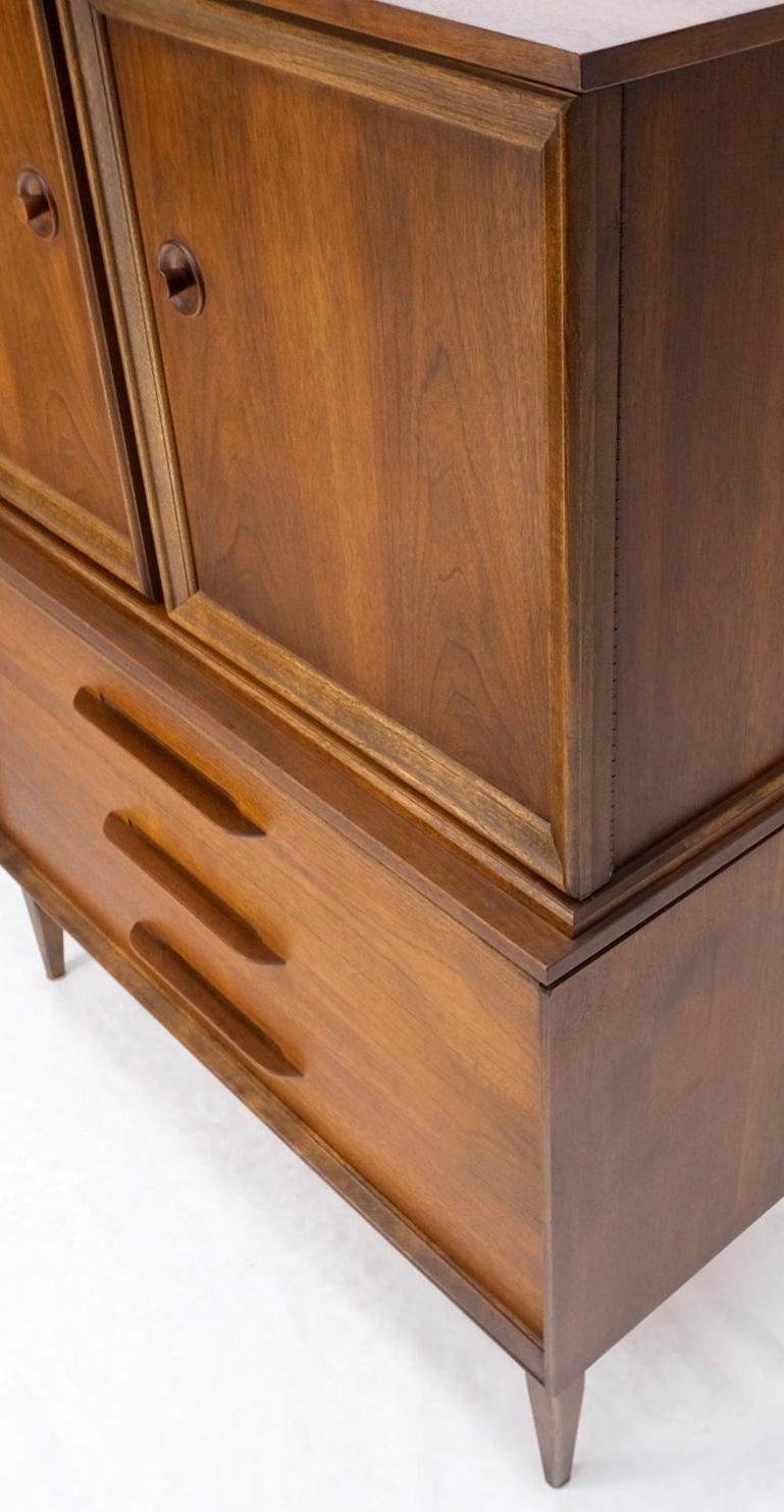 Light Medium Walnut Gentleman's High Chest Dresser Cabinet Mid-Century Modern