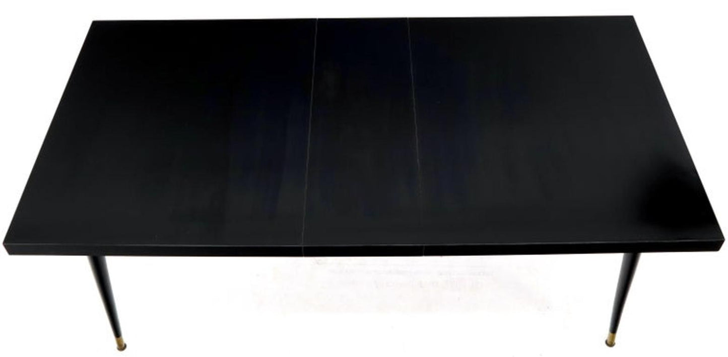 Black Laminate Tapered Dowel Legs Dining Table with Extension Board