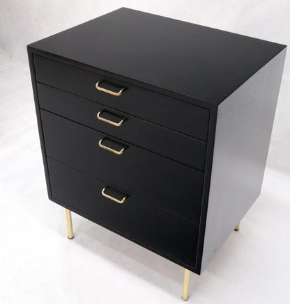 Harvey Probber Black Lacquer Mahogany Brass Hardware and Legs 4 Drawer Chest