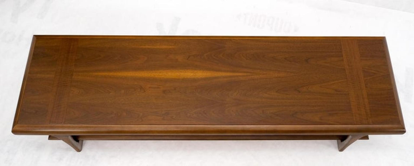 Mid-Century Modern Long Walnut Bench Coffee Table by Lane