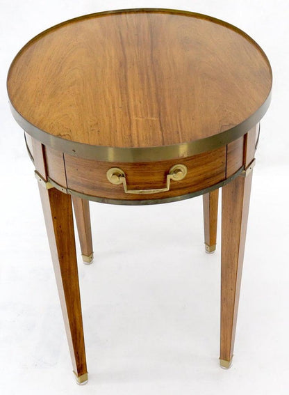 Oval Brass Gallery One-Drawer End Side Table in Bleached Rosewood by Baker