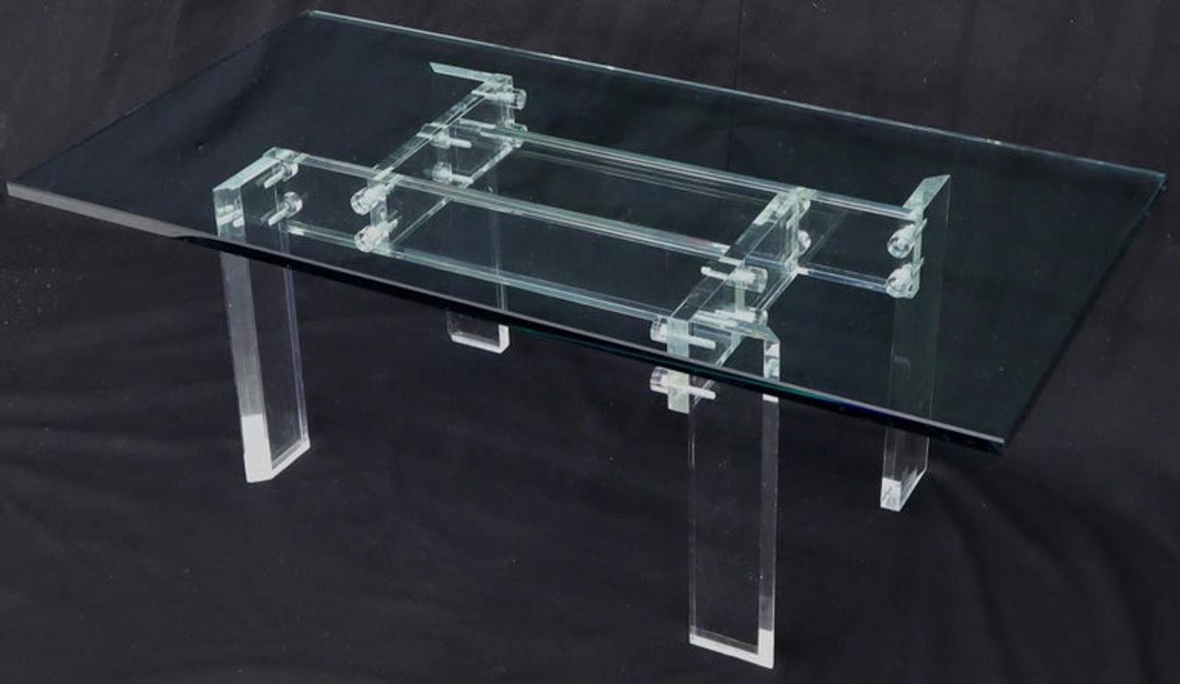 Rectangular Glass top Lucite Base Coffee Table