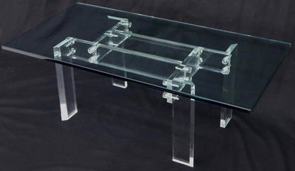 Rectangular Glass top Lucite Base Coffee Table