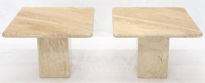 Pair of Marble or Travertine Square Side End Tables