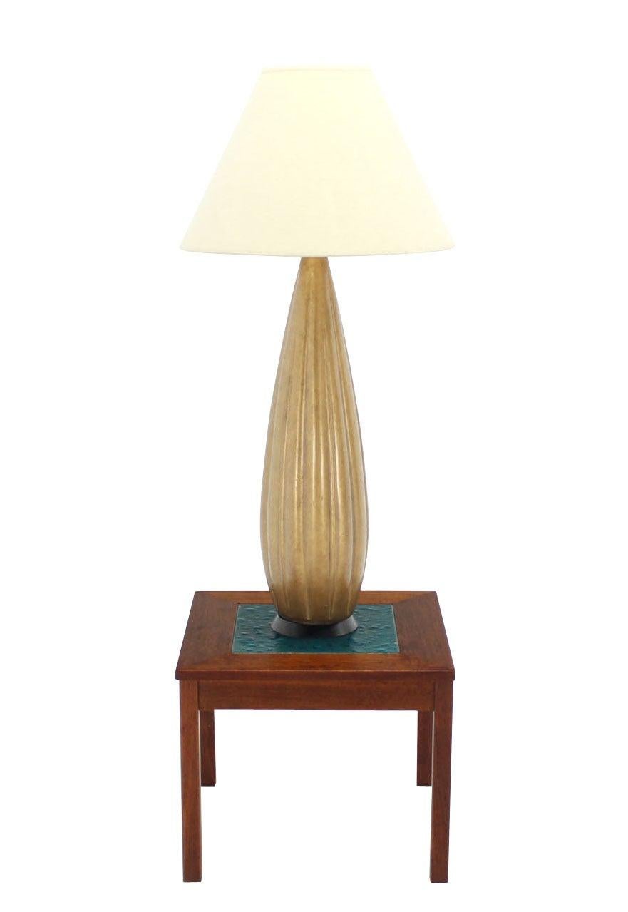 Midcentury 37" Tall Carved Gilt Vegetable Squash Shape Table Lamp circa 1970s