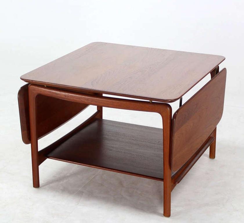 John Stuart Danish Mid Century Modern Solid Teak Drop Leaf Coffee Center Table